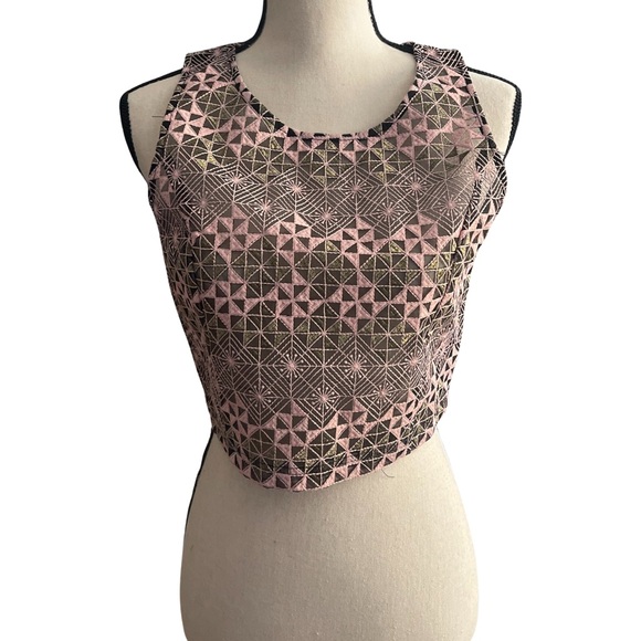 2 Piece Jacquard Crop Top and Pleated Skirt Set - Picture 3 of 4